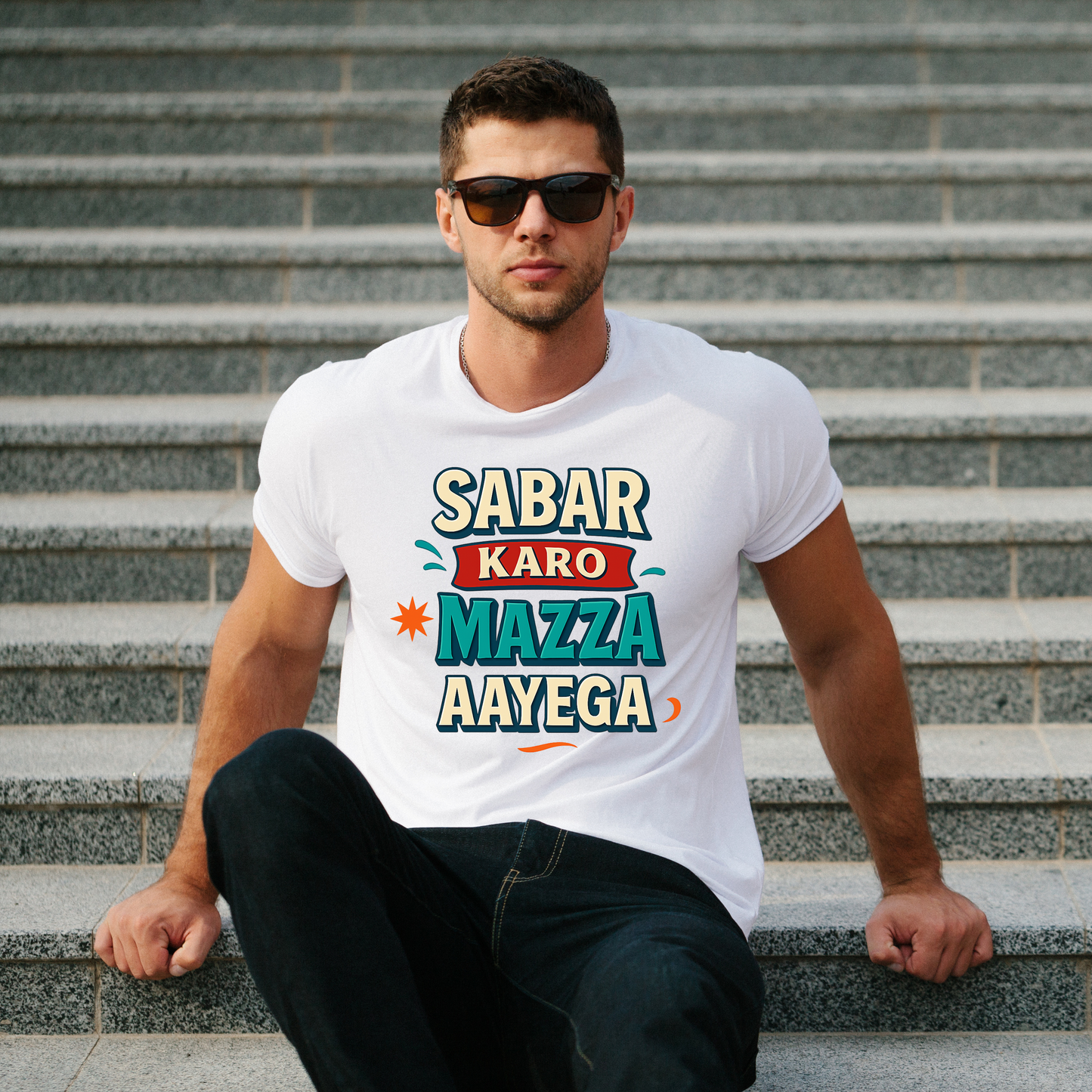 Unisex standerd Crew T-Shirt Sabar karo Mazza Aayega โ Patience Mode On T-Shirt